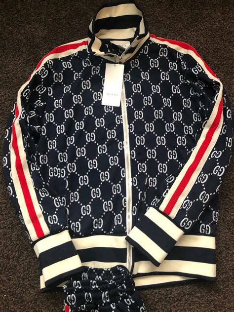 gucci gg jacquard tracksuit replica|gucci velour tracksuit men.